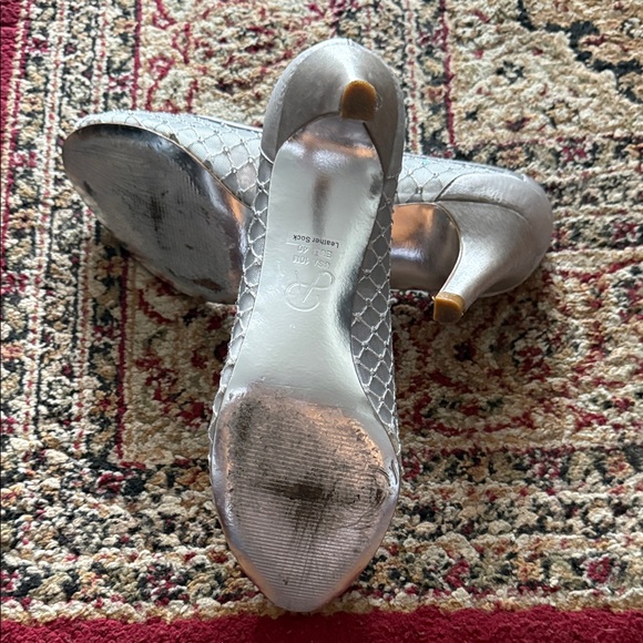 Adrianna Papell Metallic Mesh Peep-Toe Heels